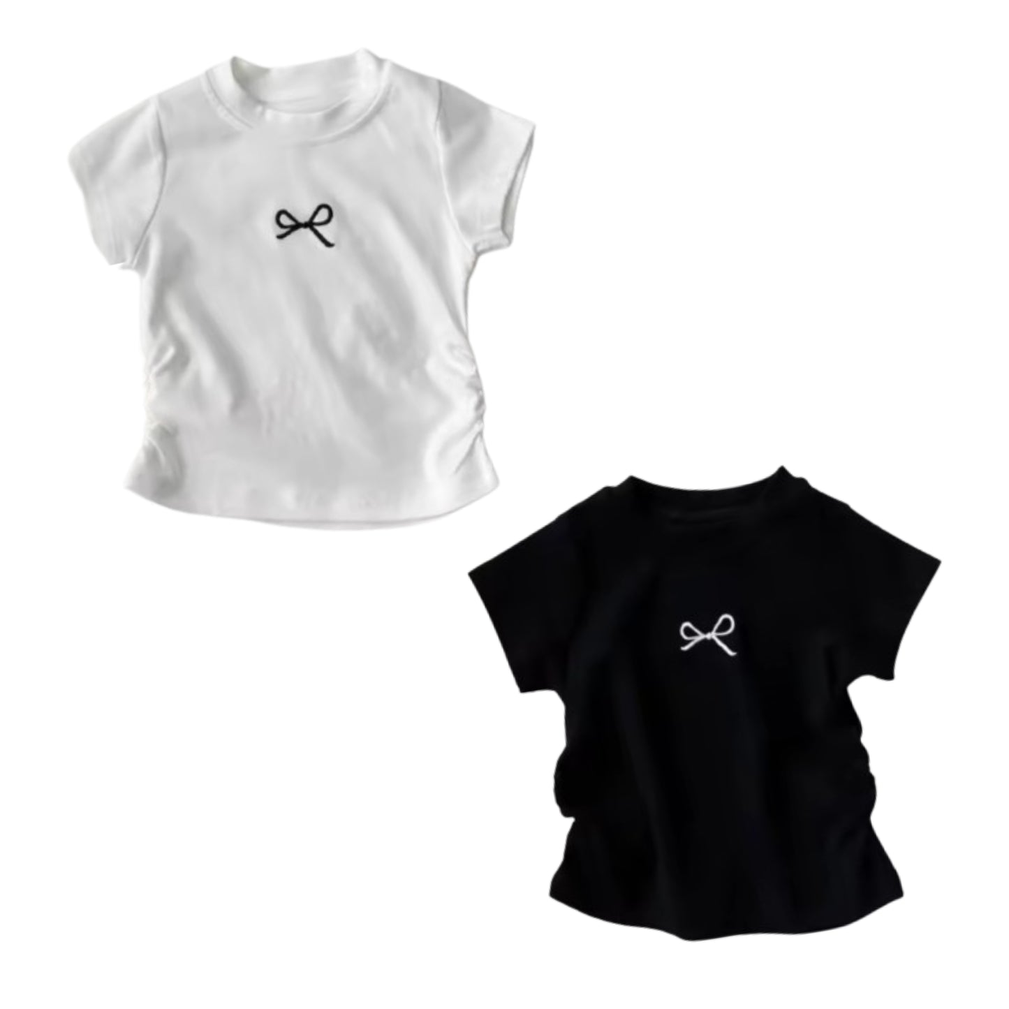 Cotton scrunch bow tshirts