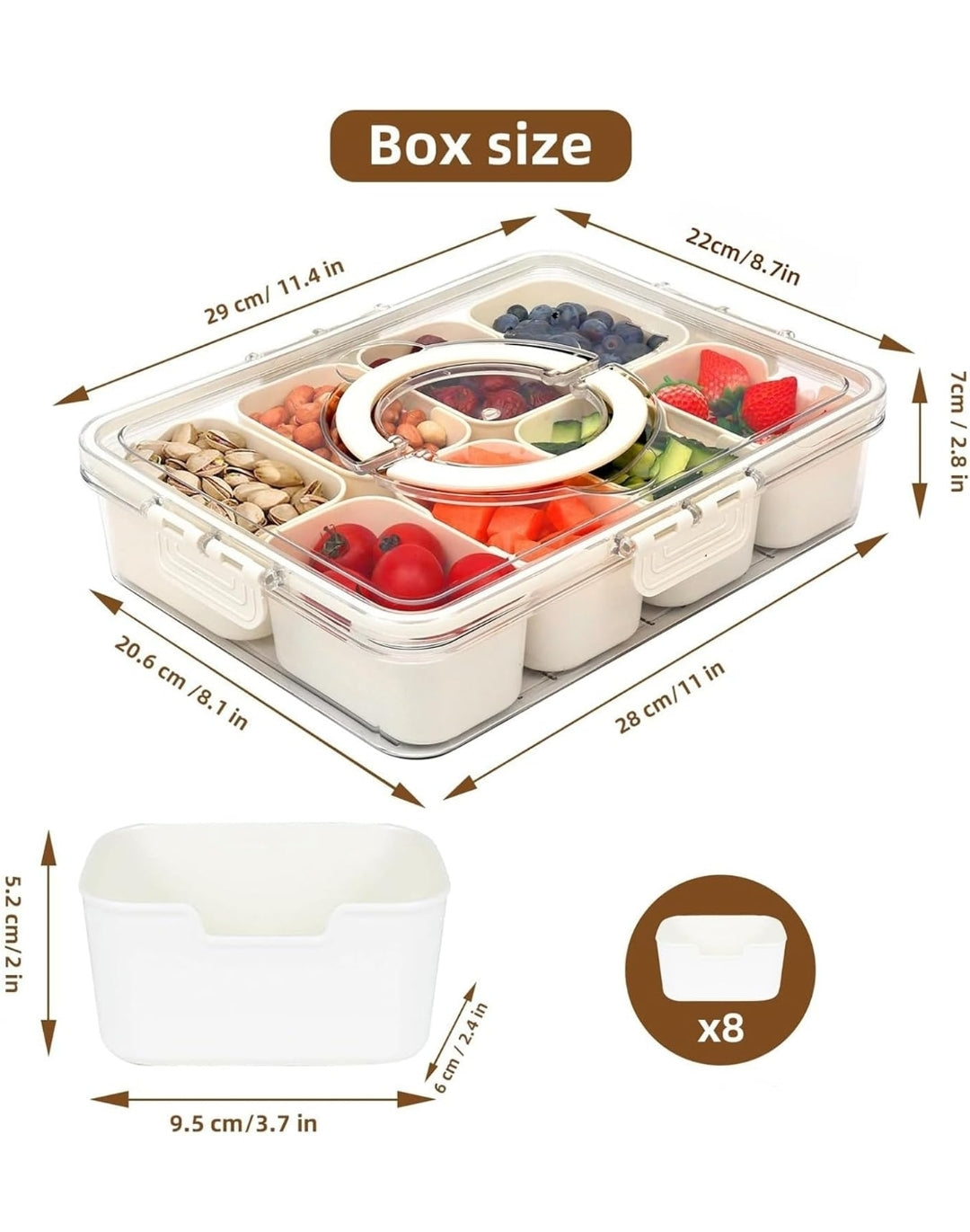 Original Snackle Tray with Lid and Handle-Large