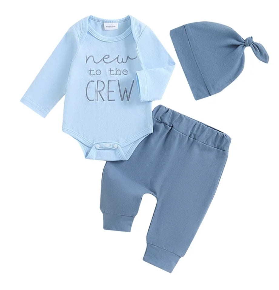New to the Crew Newborn Set - Baby Blue Top