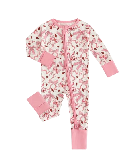 Pink and White Bow Bamboo Sleeper