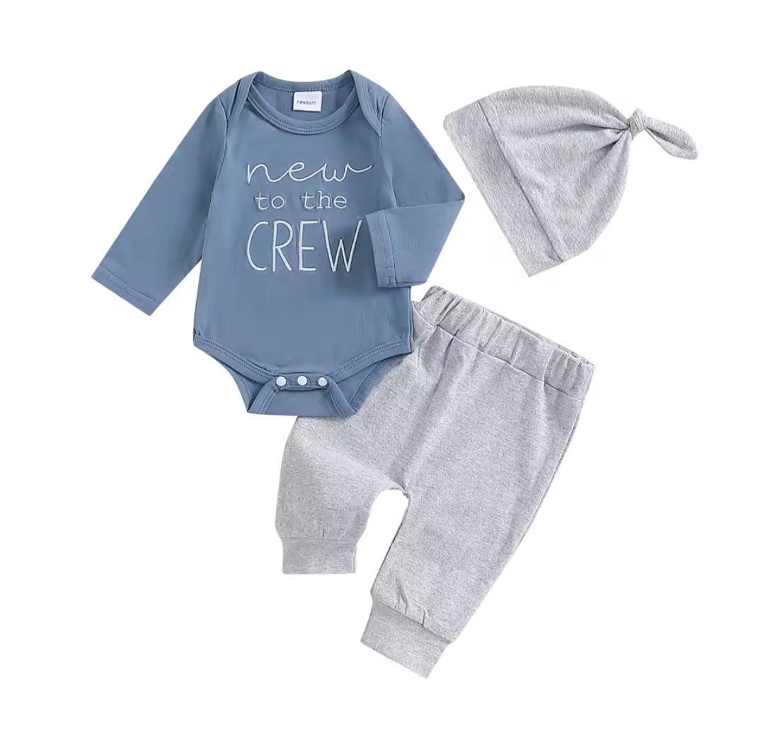 New to the Crew Newborn Set - Dark Blue Top