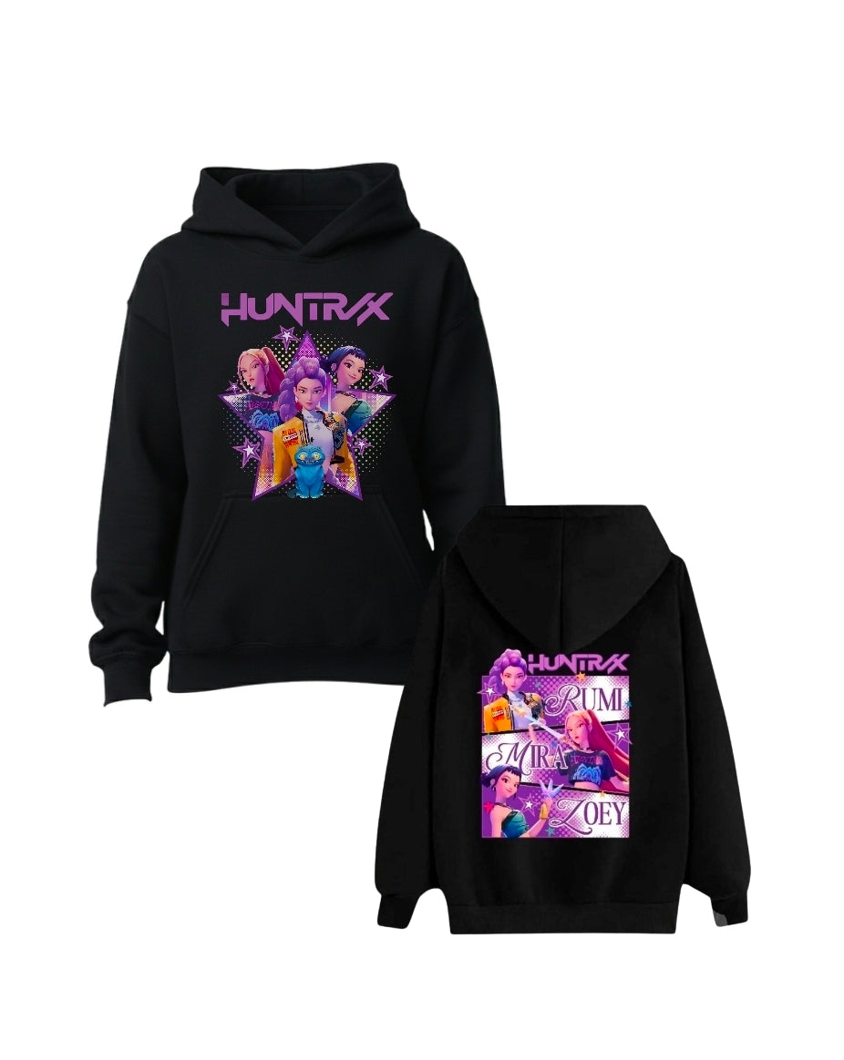 Huntrix Front Pocket Black Double Sided Hoodie