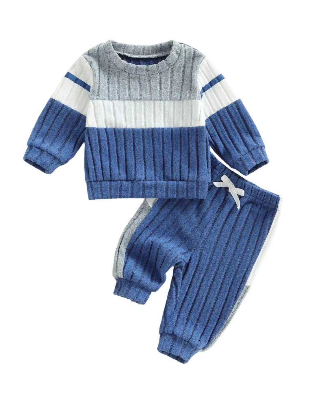 Soft blue colourblock set