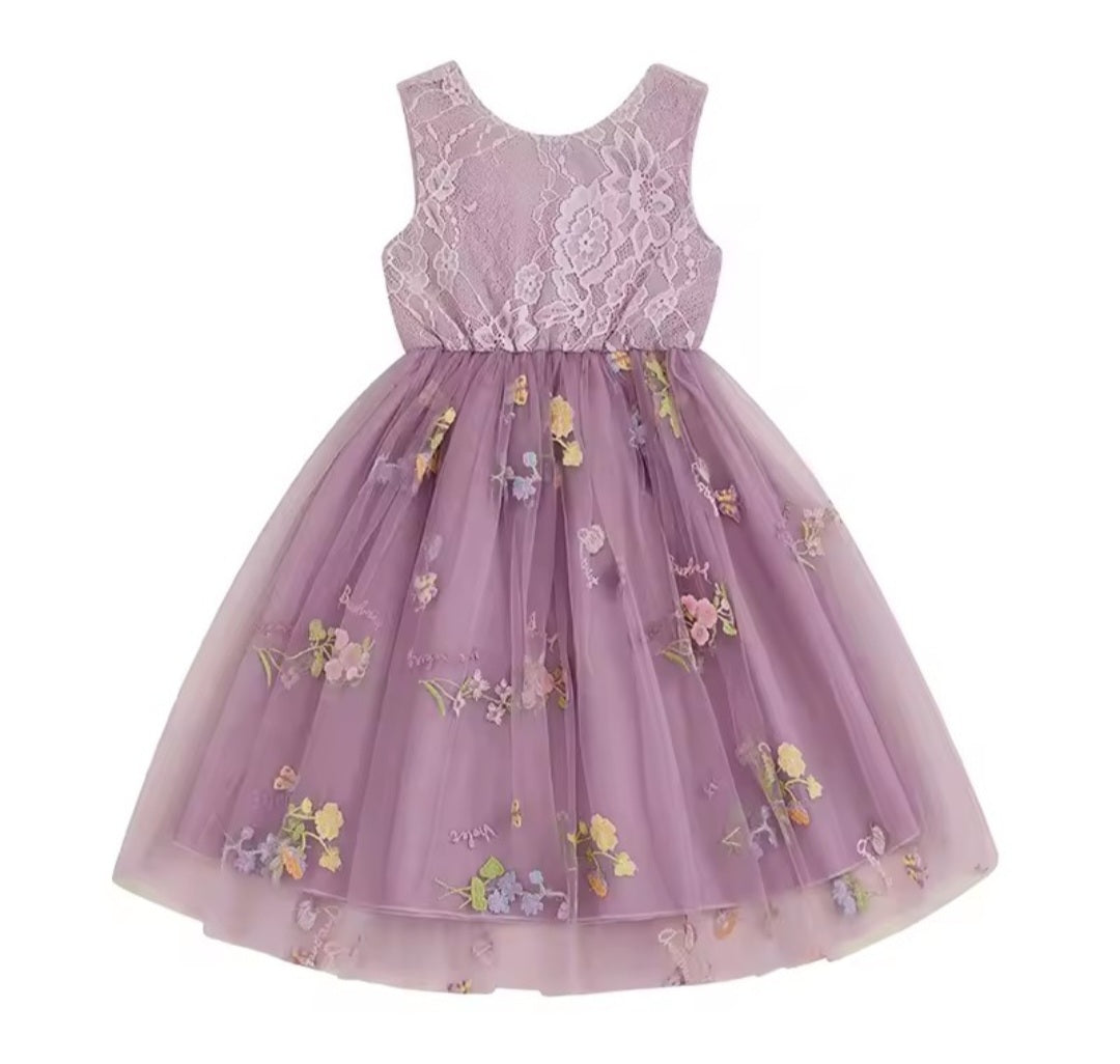 Lace A line tulle flower ress