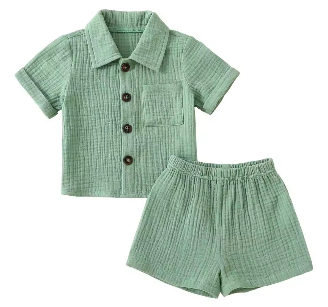 Green collar muslin set