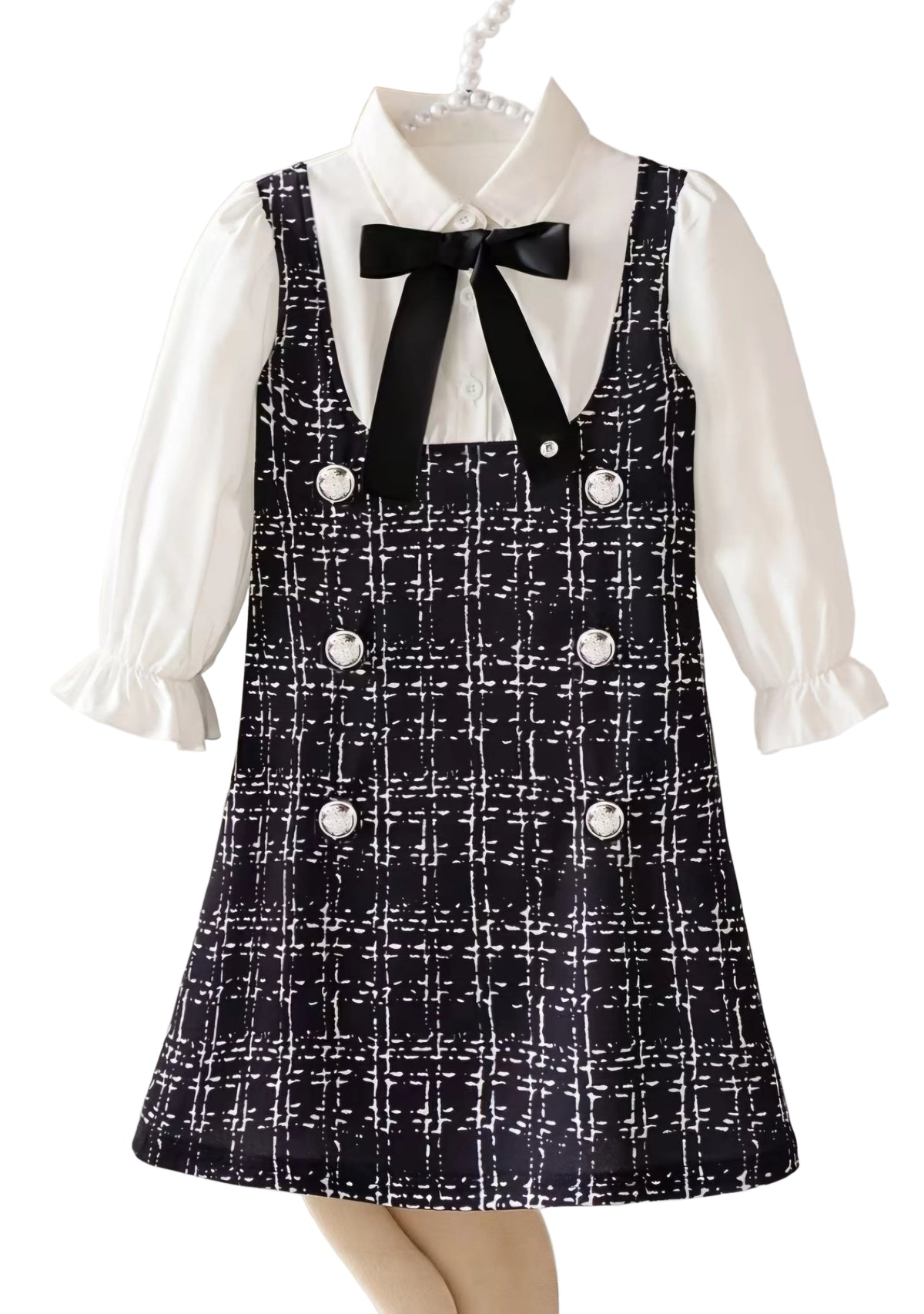 Tweed dress with bow and top