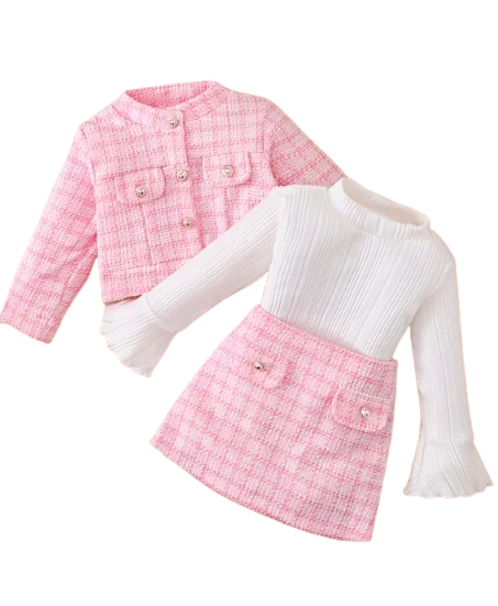 Pink baby tweed set