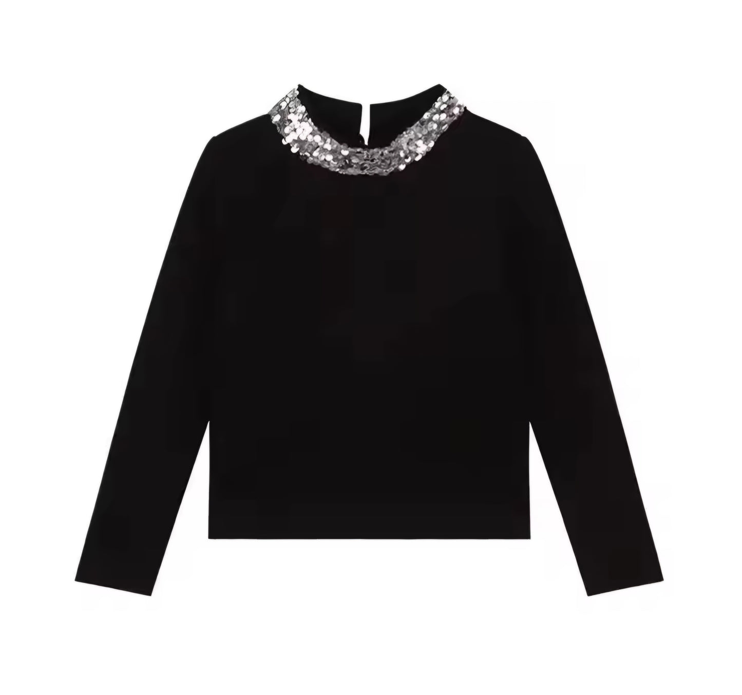Black long-sleeve glitter top