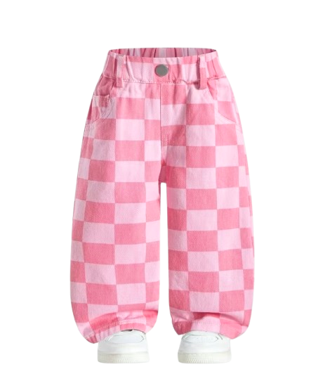 Pink Checkered Jeans