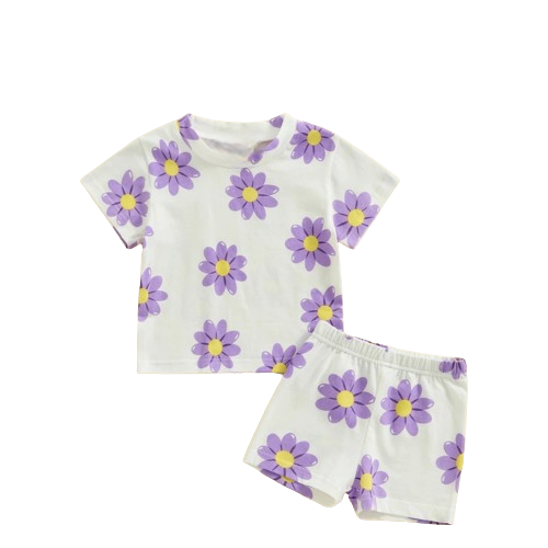 White and purple floral set