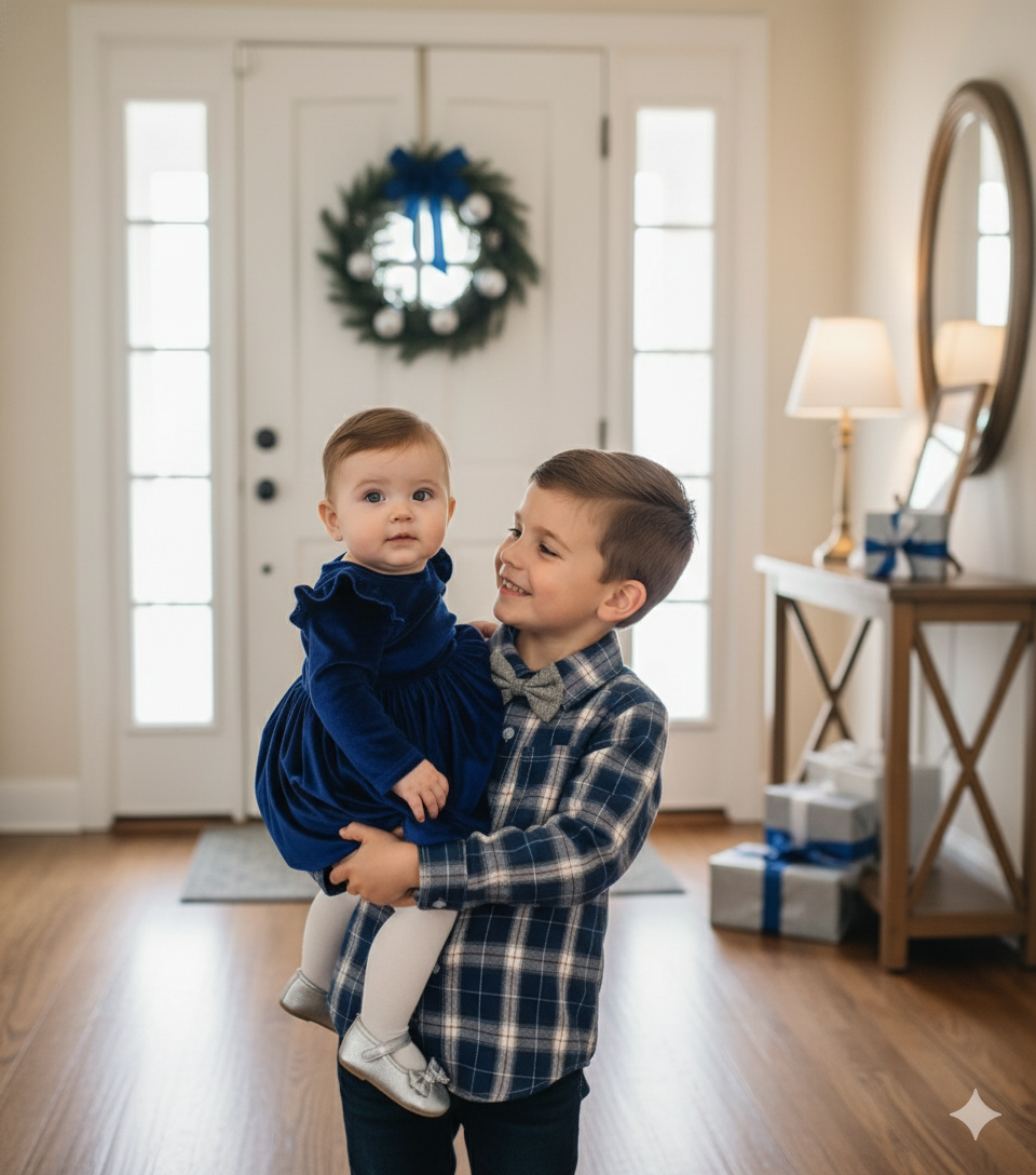 Blue velvet baby dress