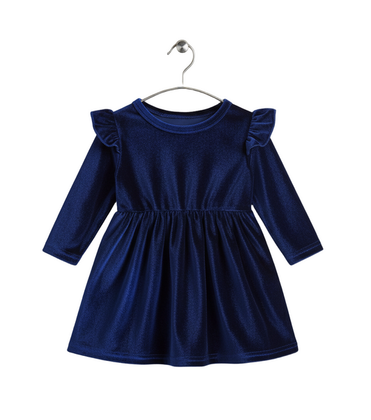 Blue velvet baby dress