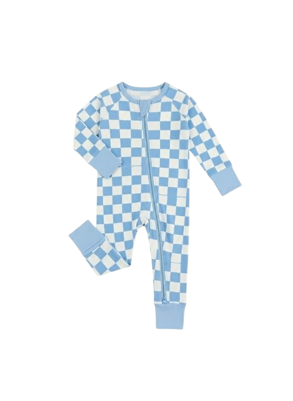 Blue and white checkered bamboo sleepers