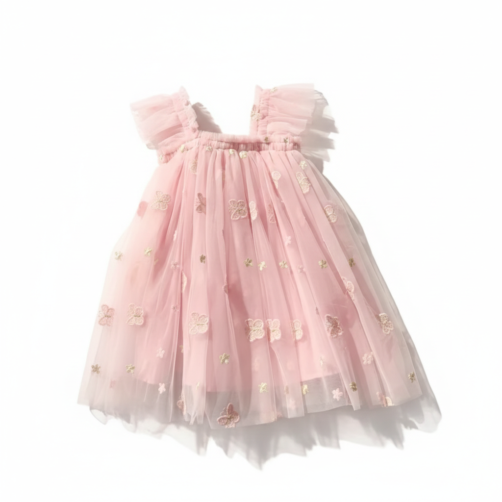 Pink A line butterfly tutu dress