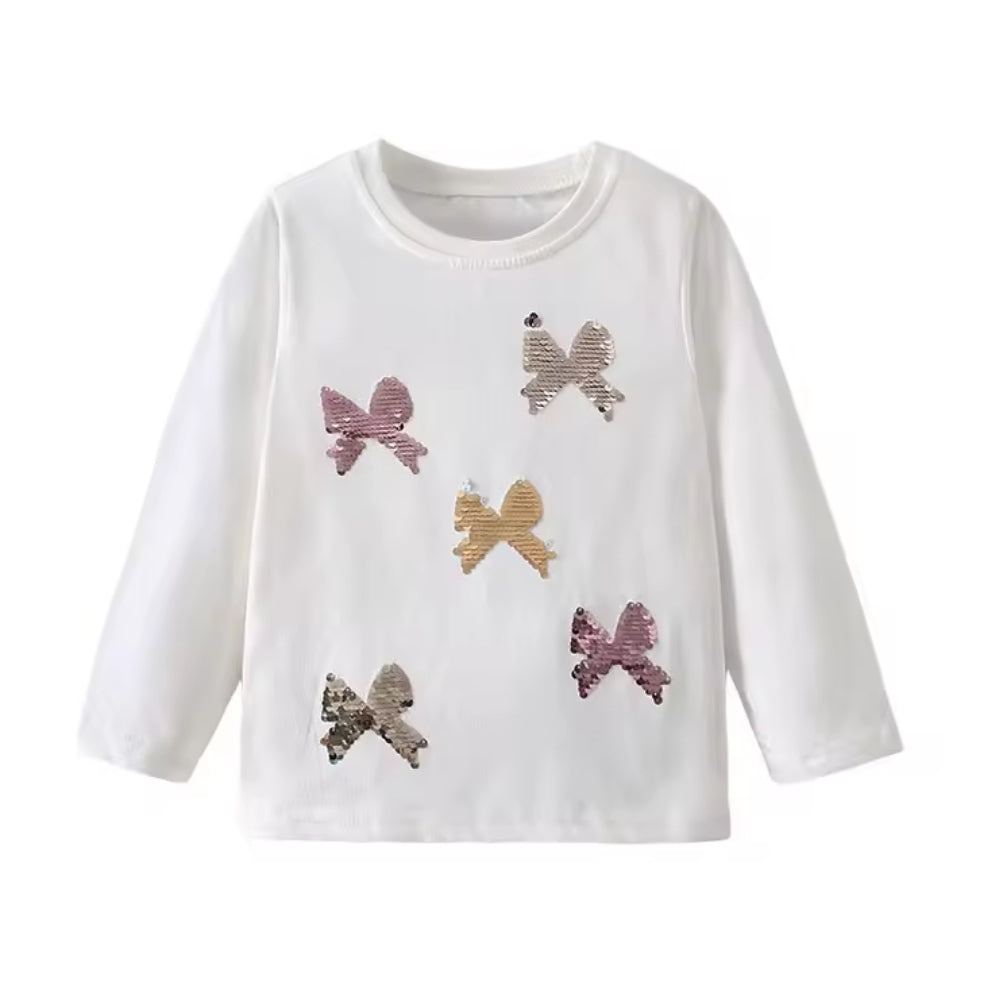 Long Sleeve Sequin Bow Top