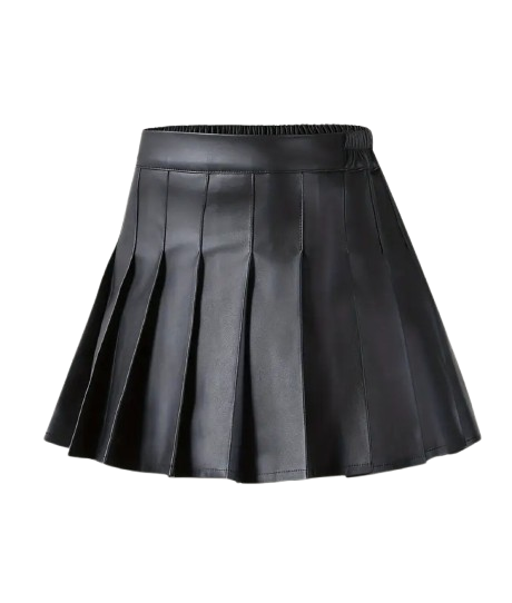 Leather pleated skirt