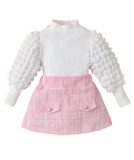 Pink Tweed Skirt Set