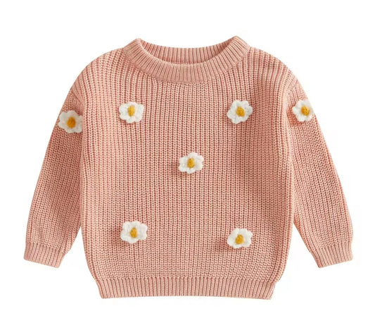 Pink floral knitted sweater