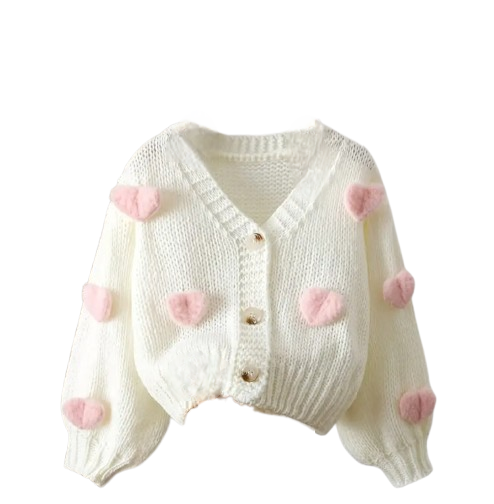 Pink Heart Knit Cardigan