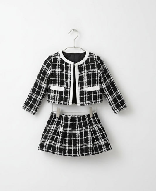 White and black tweed set