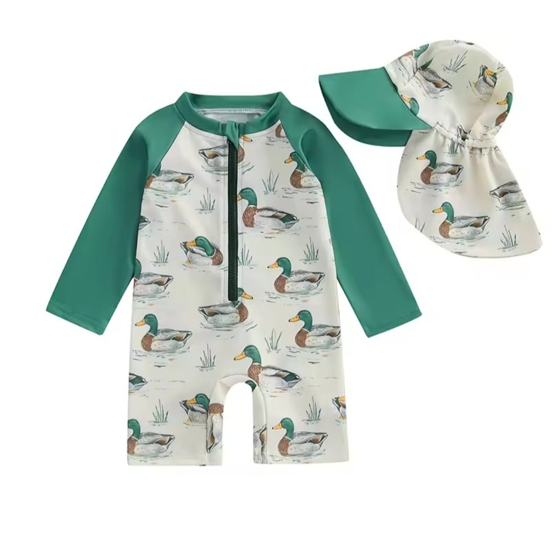 Mallard duck swim suit with hat