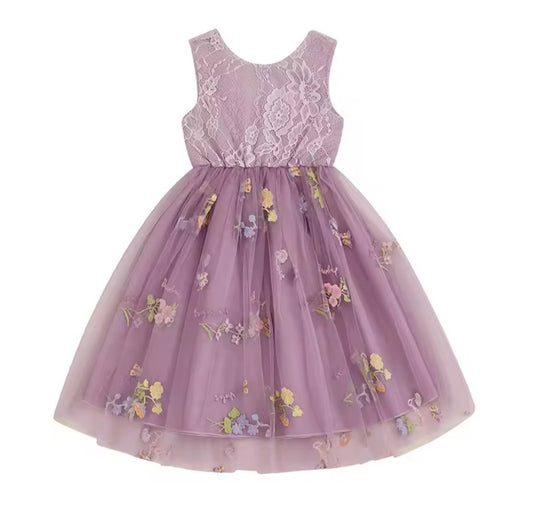 Lace A line tulle flower ress