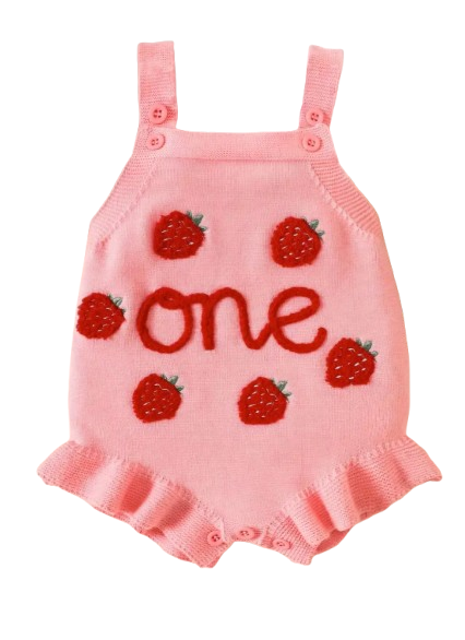 Strawberry one knit onesie