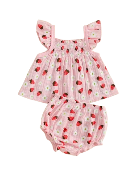Strawberry Daisy shorty set