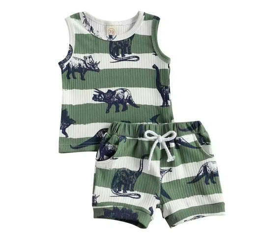 Dino ribbed short set