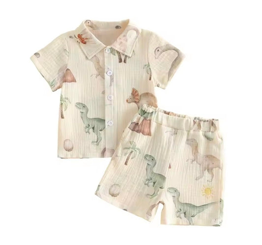 Muslin Dino short set