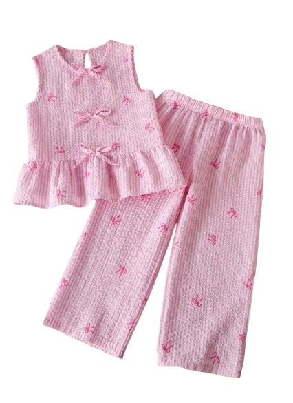 Pink bow 2 piece set