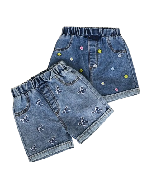 Bow and Flower Denim shorts