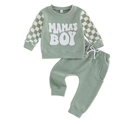 Green waffle mamas boy checker set