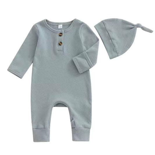 Teal Cotton Sleeper with hat