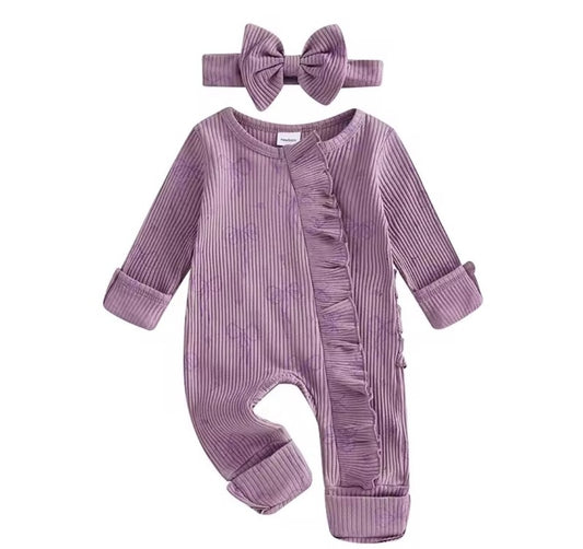 Purple Bow Sleeper with headband