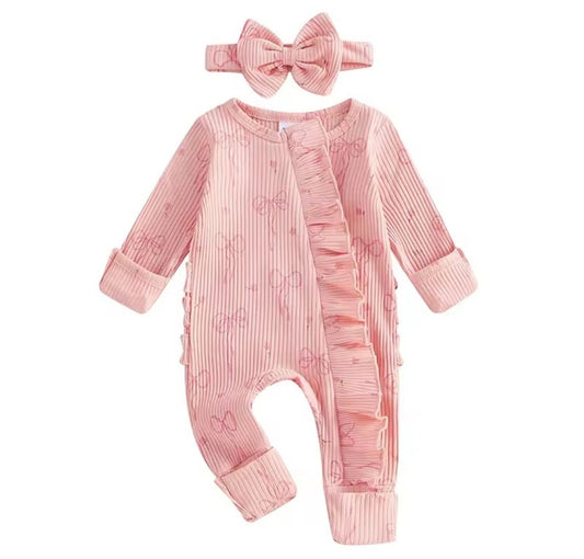 Pink Bow Sleeper with headband