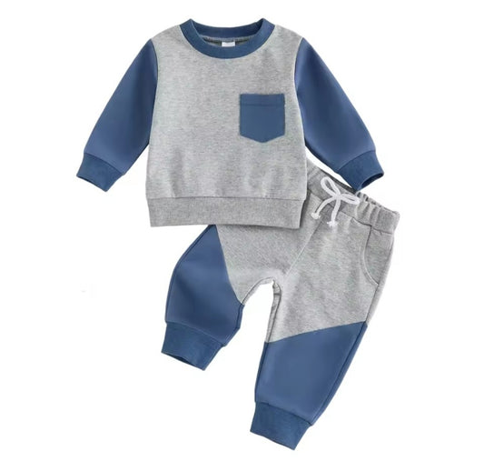 Grey and blue colour block track set