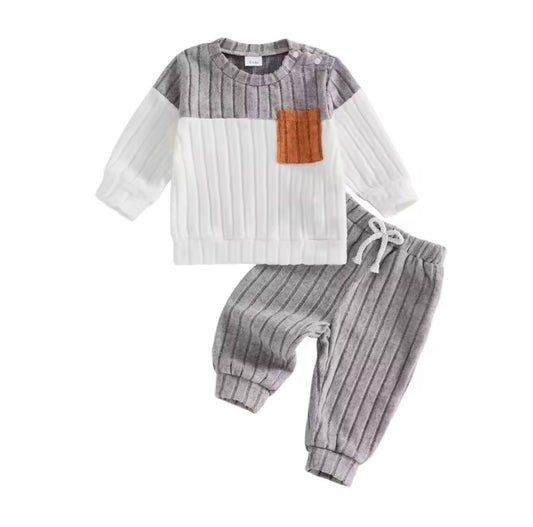 Grey and white colour block set