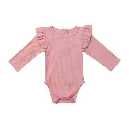 Pink onsie with ruffle sleeve