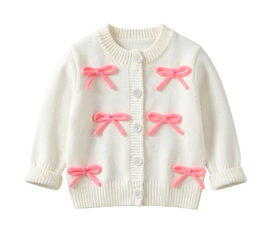 White baby bow knitted cardigan