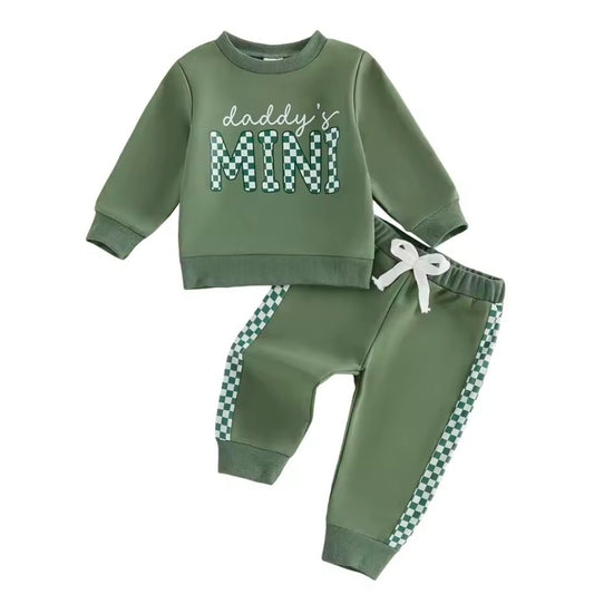 Daddys mini green checkered set