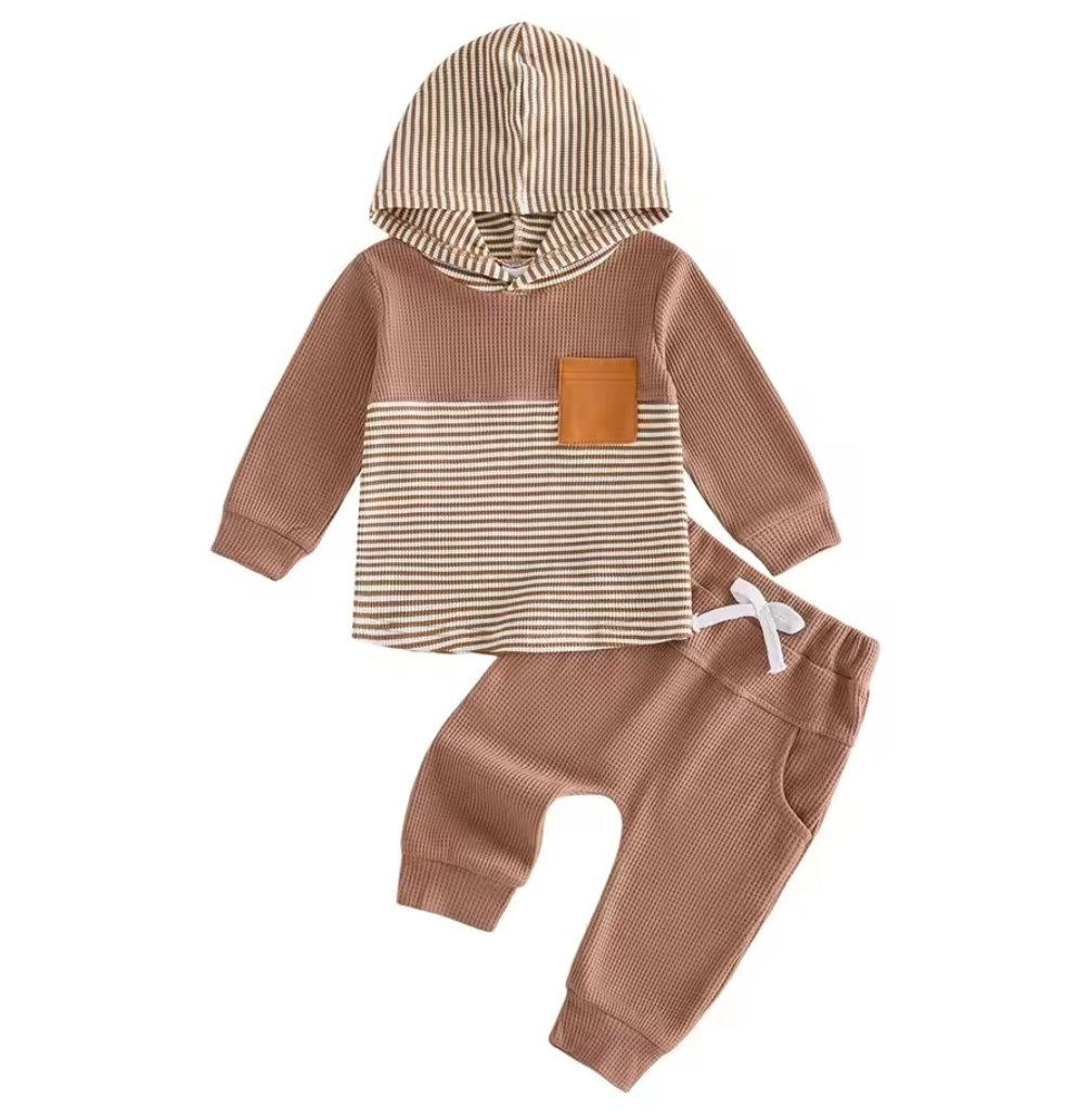 Brown waffle hooded set