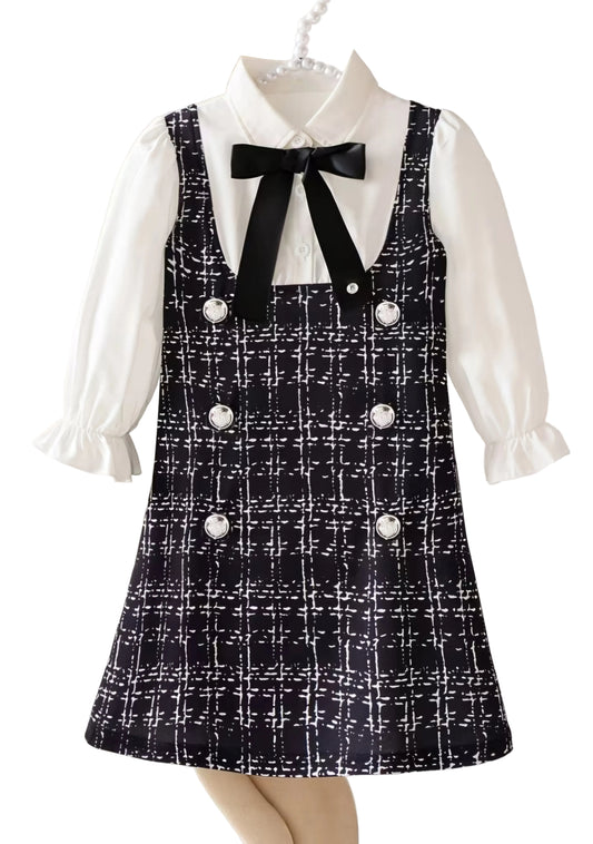 Tweed dress with bow and top
