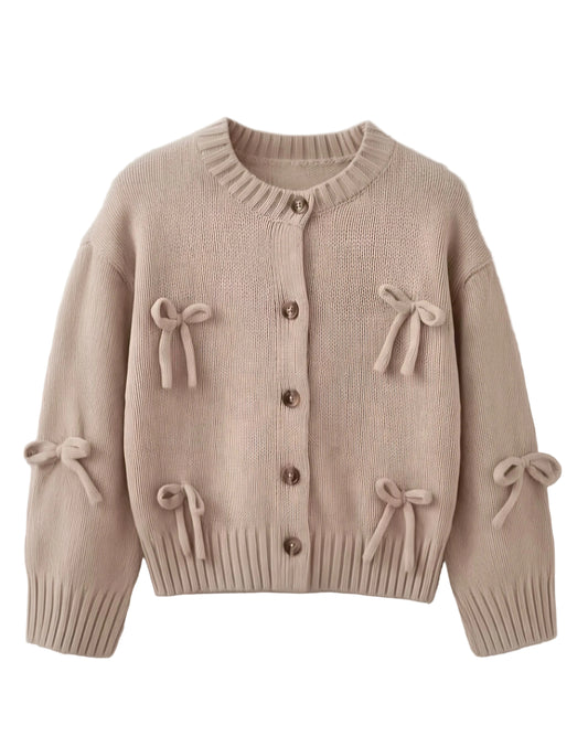 Beige Bow Cardigan