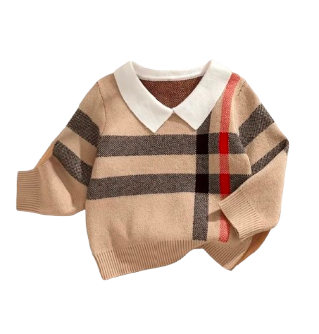 Plaid inspired sweater with collar