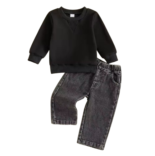 Black sweater and denim set
