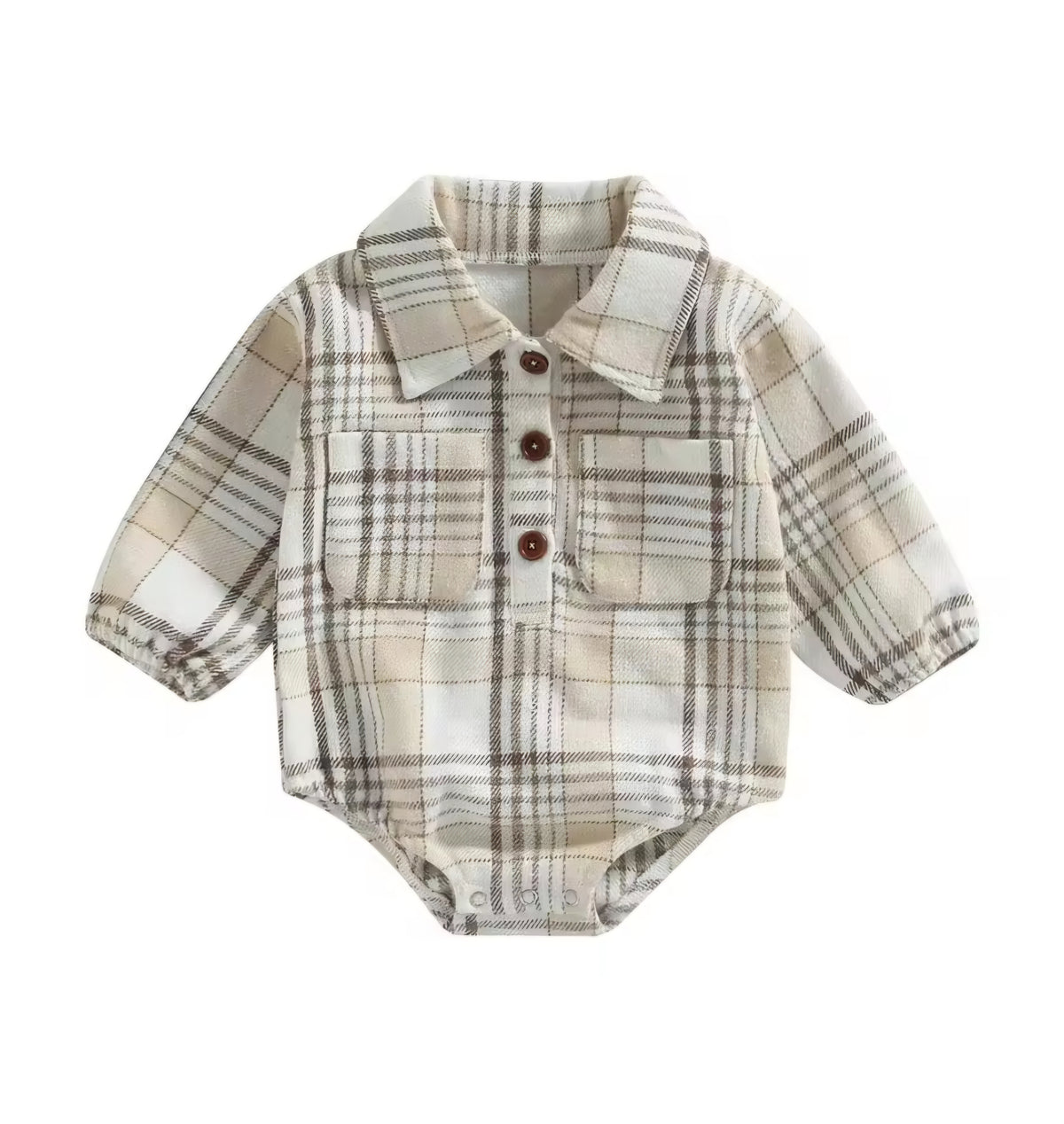 Plaid collared diaper shirt