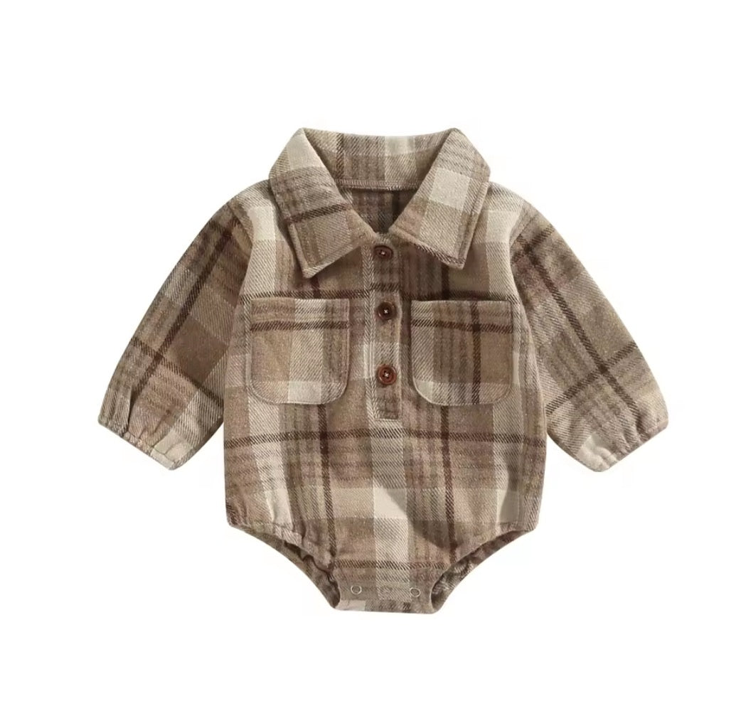 Plaid collared diaper shirt