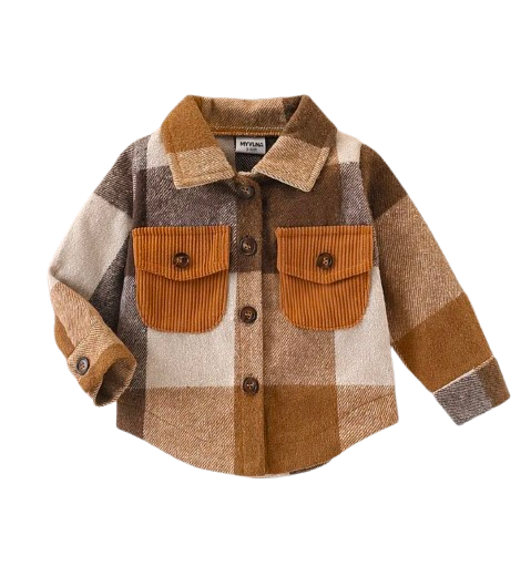 Plaid rust collared top