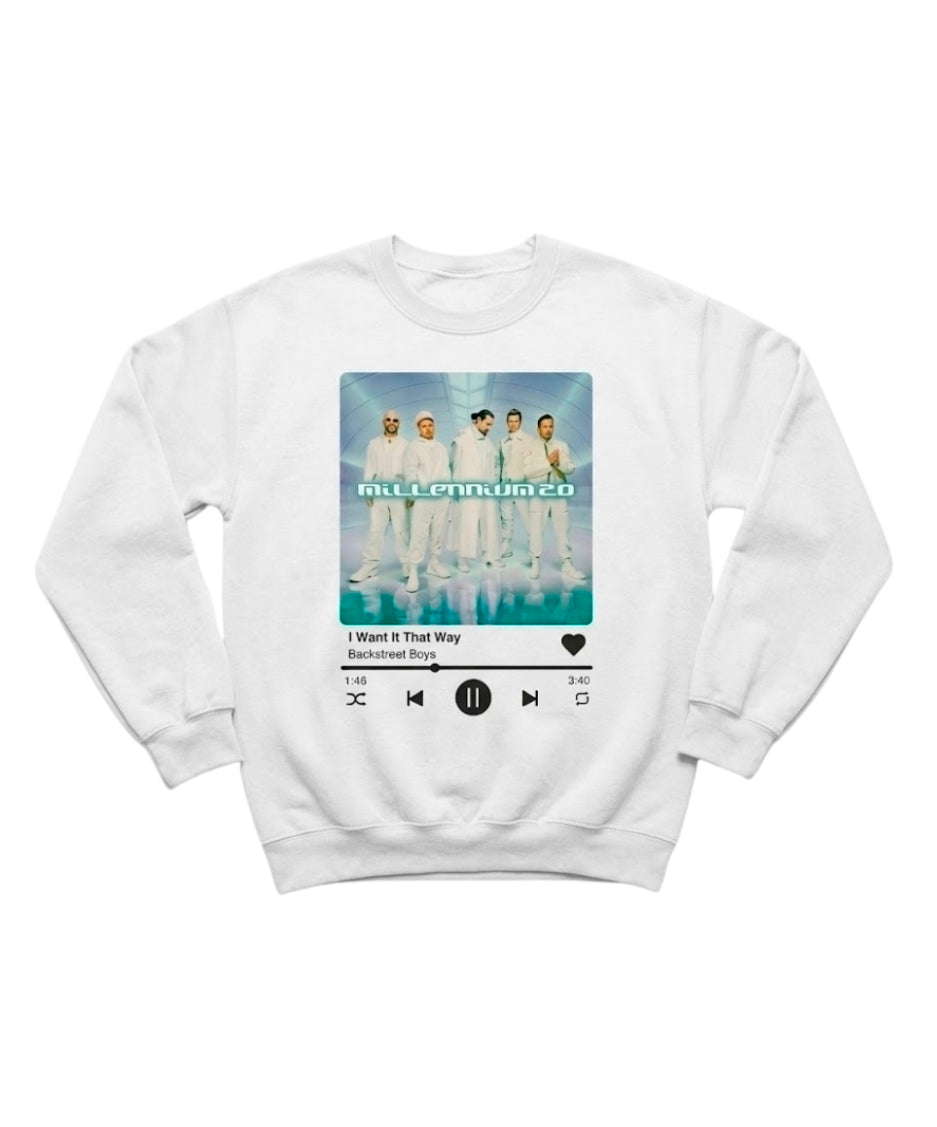 White Backstreet Boys Crew Neck Sweater Adult